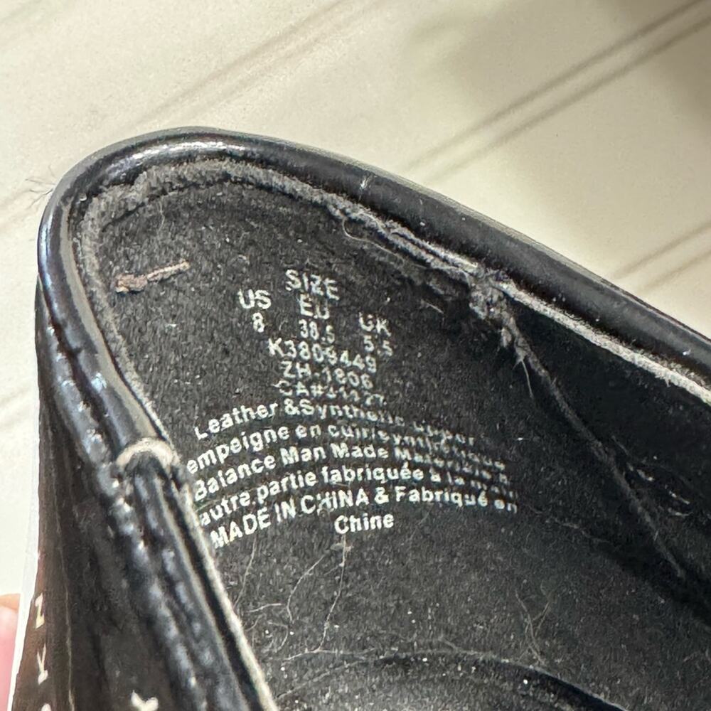 DKNY Womens Sz 8 Logo Black Lug Sole Loafers Patent Leather Platform Chunky Y2K - Picture 7 of 7